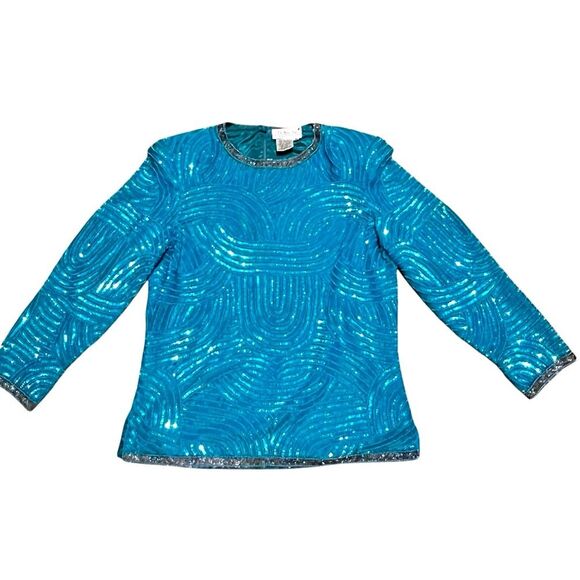 Vintage Talbots Joan Leslie sequins Silk Blouse size medium - Picture 1 of 12